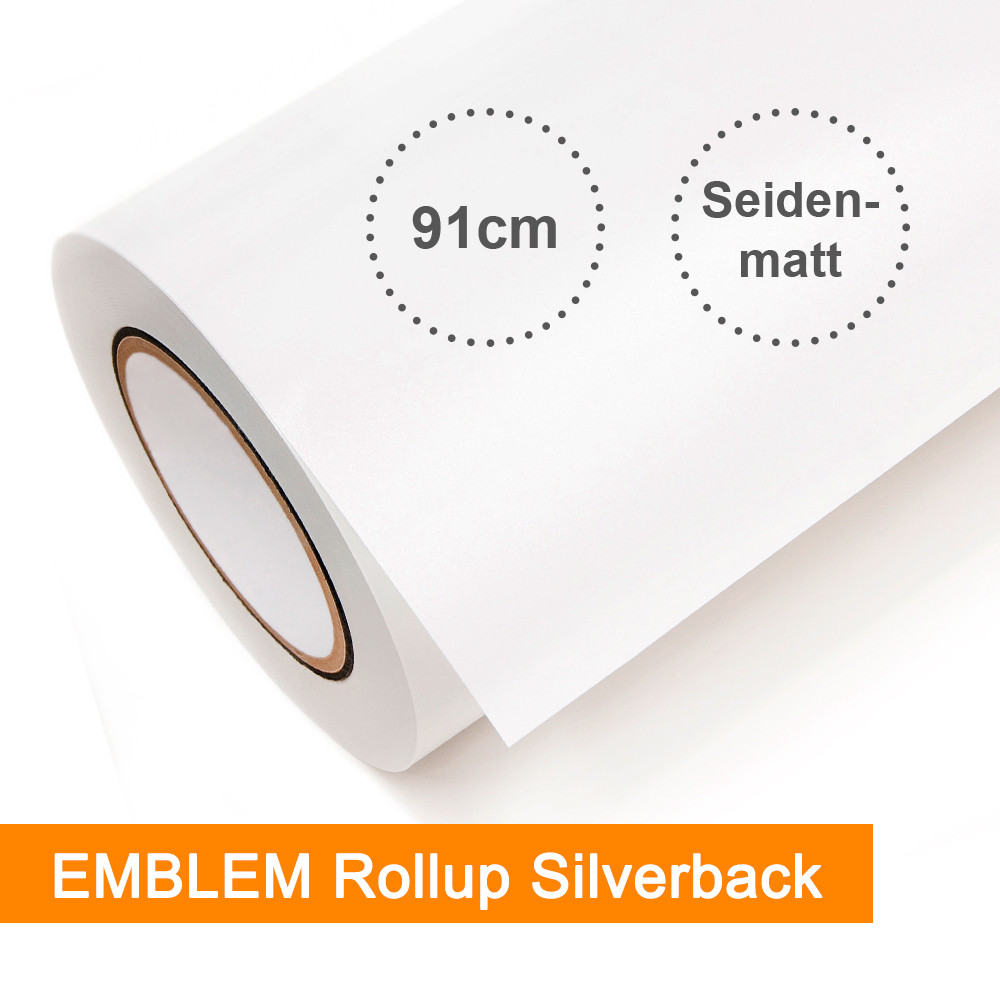 EMBLEM Rollup Silverback SORFSB2 weiß seidenmatt - Rollenbreite 91,4cm - Rollenlänge 30m - SalierShop.de