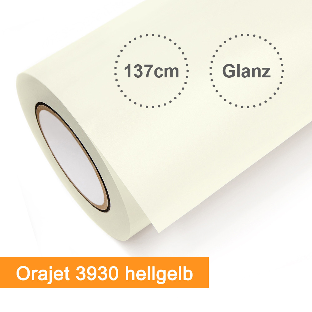 Digitaldruckfolie Orafol Orajet 3930 hellgelb glänzend - Rollenbreite 137cm - Rollenlänge 25m - SalierShop.de